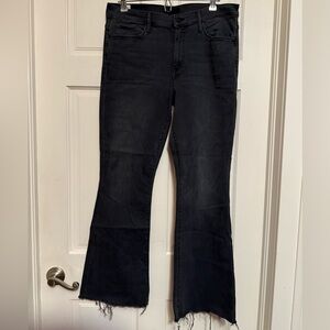 MOTHER Weekender Fray Black Flare Jeans